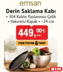 EMSAN DERİN SAKLAMA KABI 24 CM